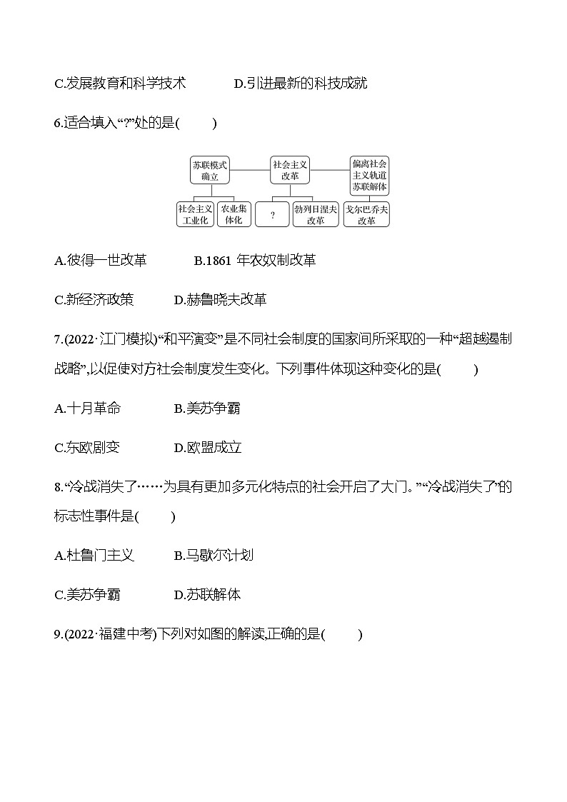 2023 中考一轮复习 初中历史 九年级下册　第五、六单元　二战后的世界变化及走向和平发展的世界 提分作业（学生版）第3页