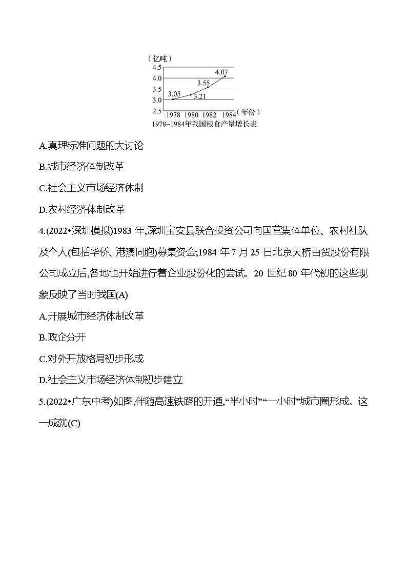 2023 中考一轮复习 初中历史 八年级下册　第三单元　中国特色社会主义道路 精选习题（教师版）第2页