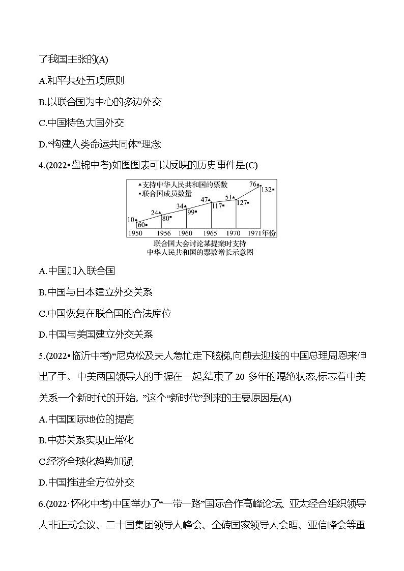 2023 中考一轮复习 初中历史 八年级下册　第五单元　国防建设与外交成就 精选习题（教师版）第2页
