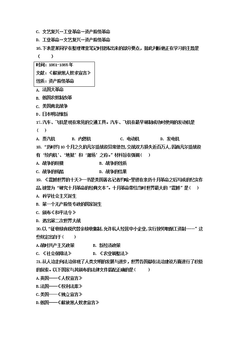 黑龙江省大庆市肇州县肇州中学2022-2023学年八年级下学期4月月考历史试题03