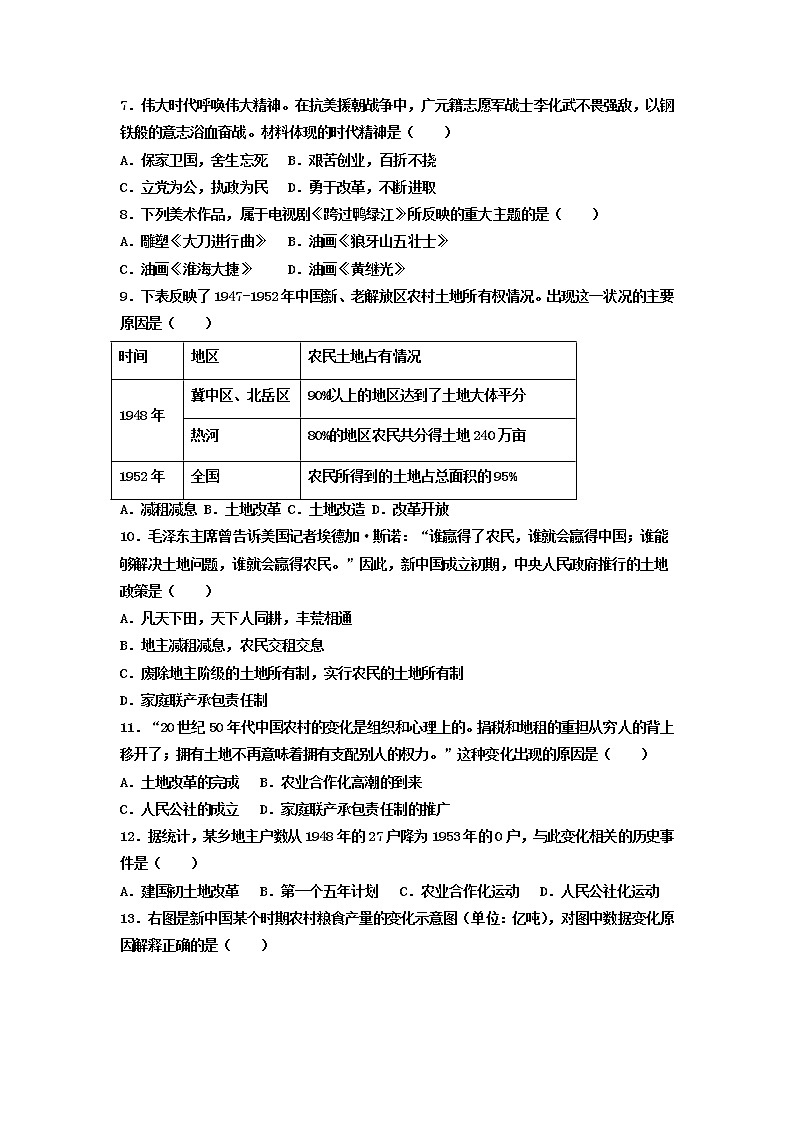 黑龙江省大庆市肇州县肇州中学2022-2023学年七年级下学期4月月考历史试题02