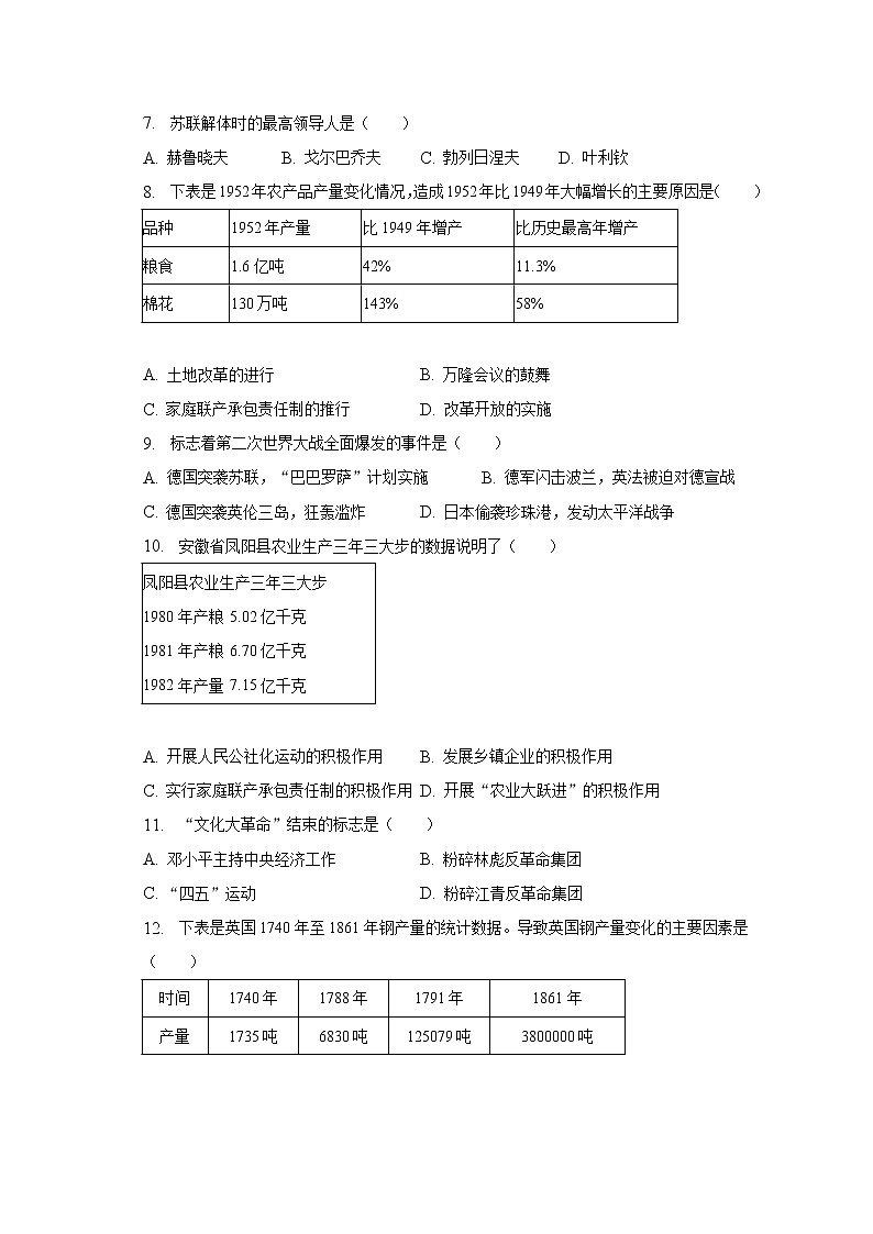 2023年江苏省南通市海门市东部五校中考历史联考试卷（3月份）（含解析）02