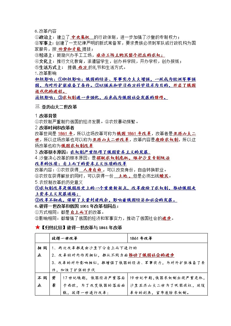 2022----2023学年度九年级历史下册背诵秘笈复习提纲第3页