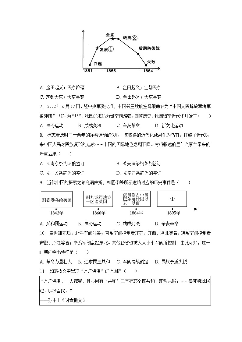 2023年江苏省泰州市泰兴市西城初中教育集团中考历史模拟试卷（3月份）（含解析）02