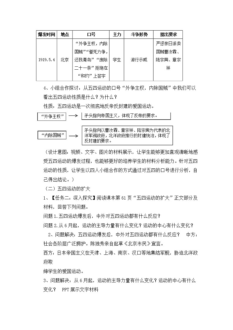 人教部编版历史八年级上册第13课 五四运动  课件（含视频）+教案+素材+背记要点清单+同步分层作业含解析卷03