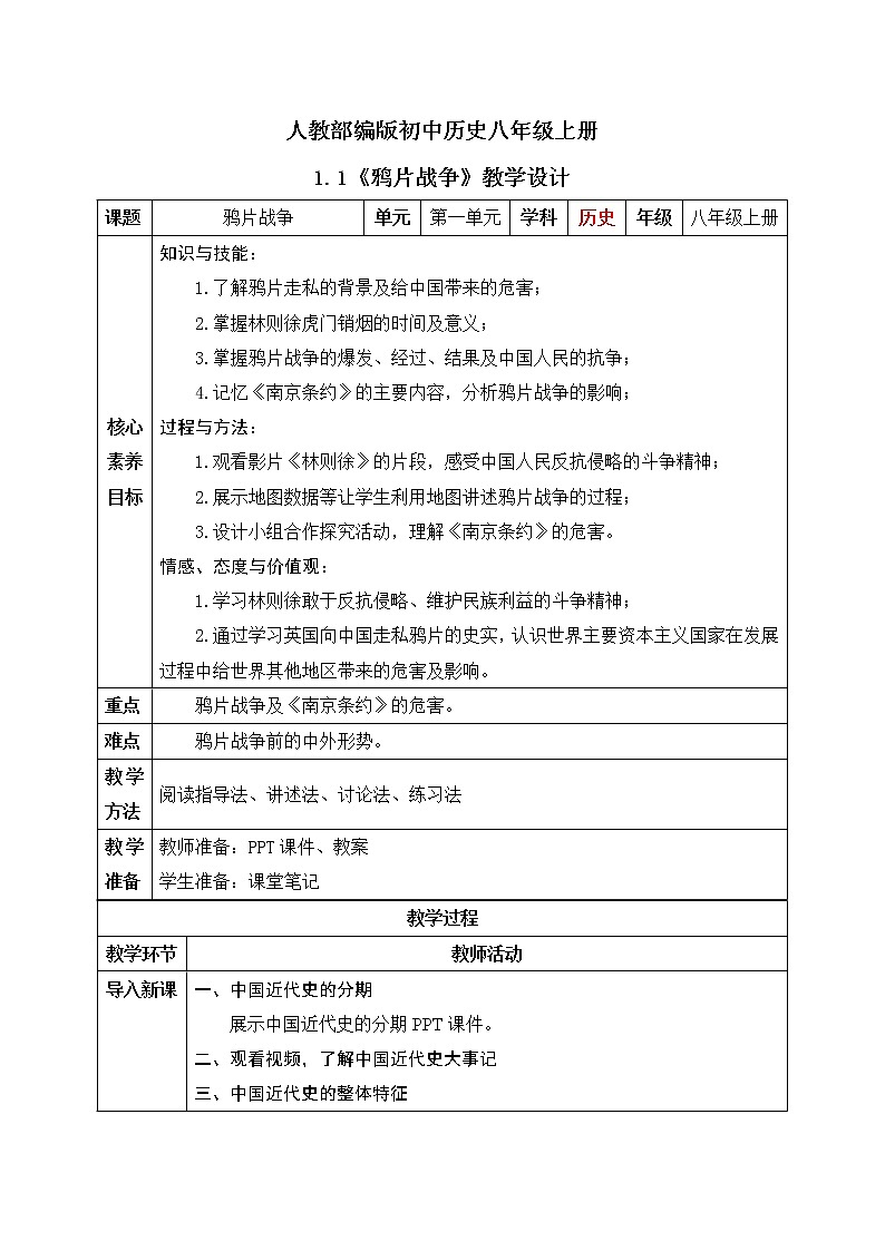 1.1《鸦片战争》课件+教案01