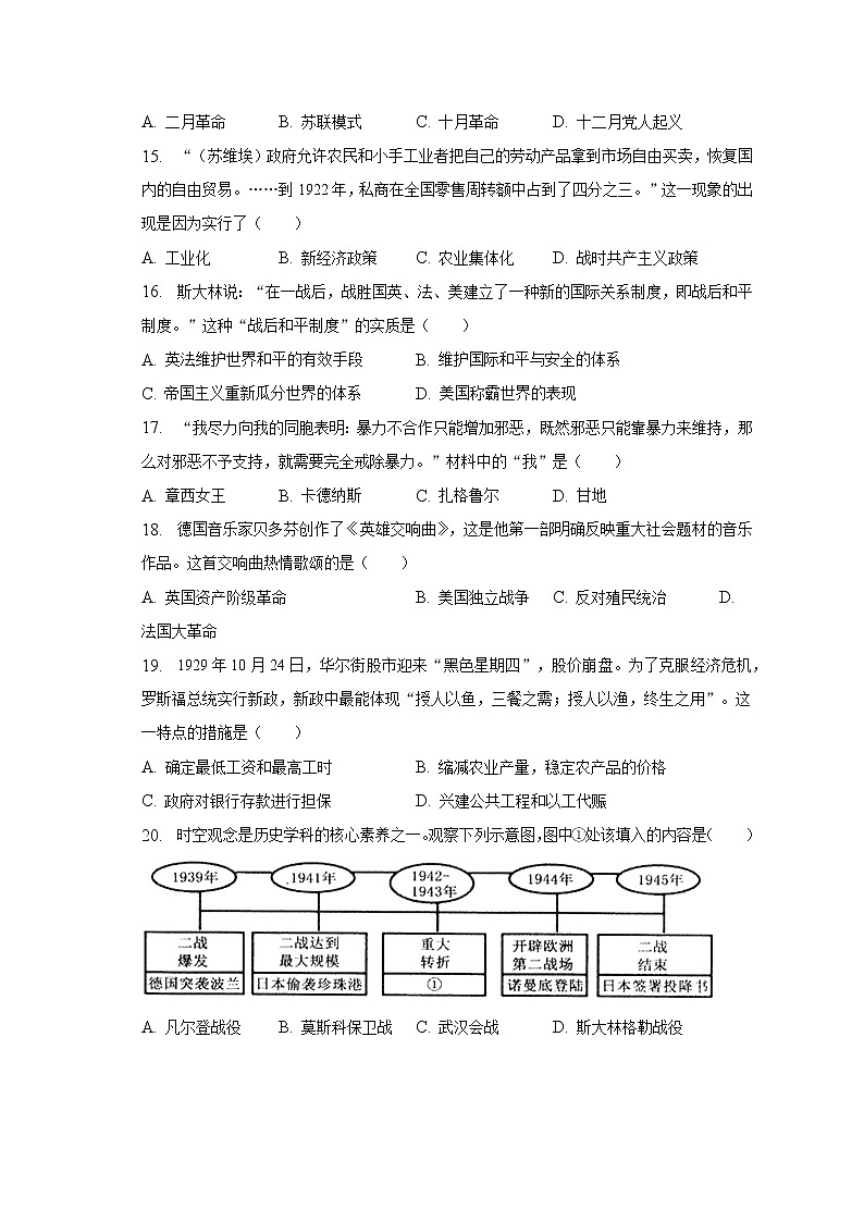2022-2023学年山东省东营市河口区八年级（上）期末历史试卷（含解析）第3页