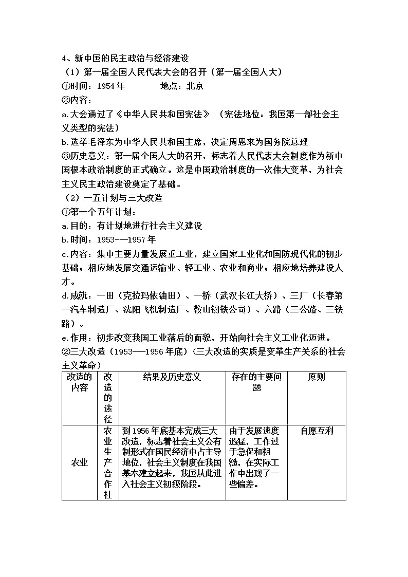 2022---2023学年度八年级下册历史全册知识点复习提纲03