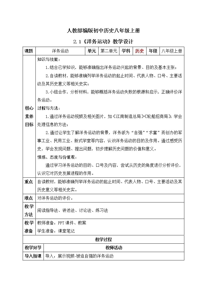 2.1《洋务运动》课件+教案01