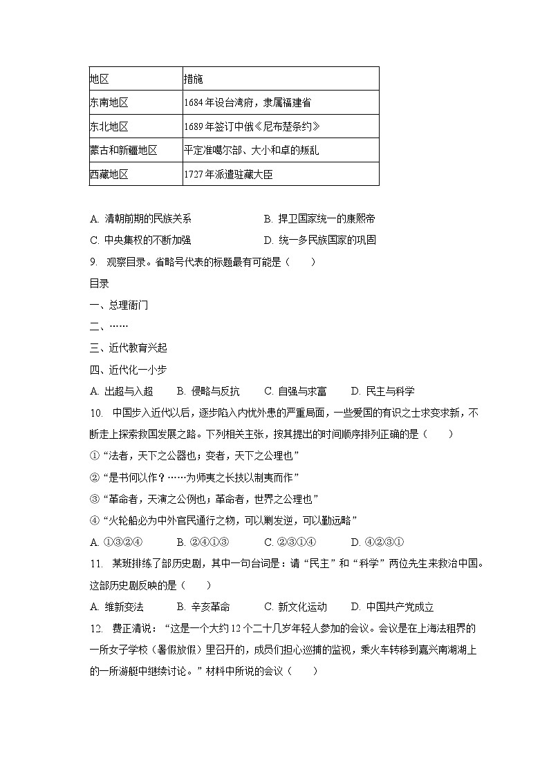 2023年山东省滨州市阳信县中考历史一模试卷（含解析）03