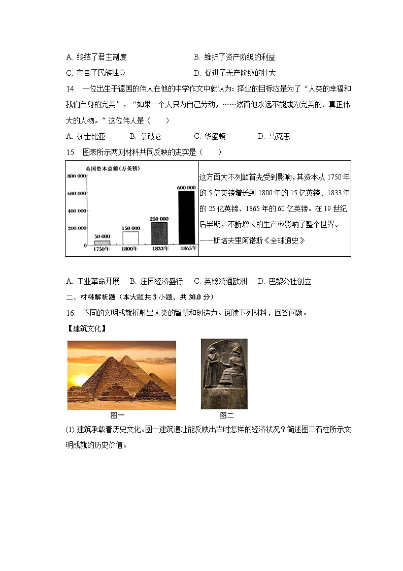 2022-2023学年广西玉林市九年级（上）期末历史试卷（含解析）03