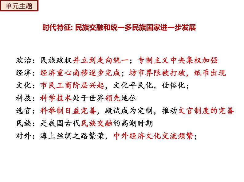 2022-2023年部编版历史七年级下册专项复习精讲精练：考点复习02  辽宋夏金元时期： 民族关系发展和社会变化（知识清单）07