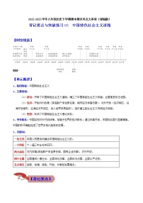 2022-2023年部编版历史八年级下册专项复习精讲精练：背记要点与突破练习03 中国特色社会主义道路（原卷版+解析版）