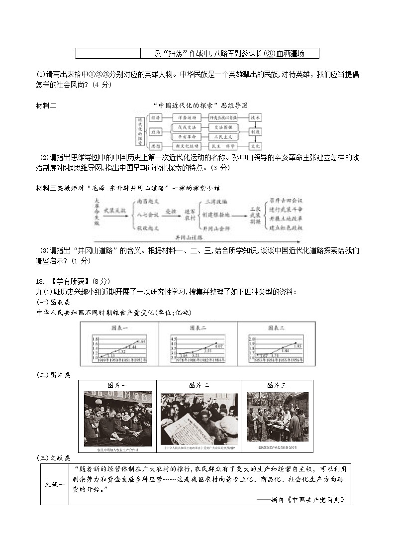 贵州省黔东南州凯里市第十五中学2023年九年级历史中考模拟试卷及答案（1）03