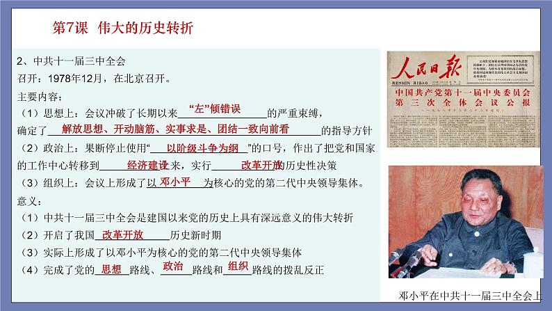 第三单元  中国特色社会主义道路【知识梳理】——2022-2023学年部编版历史八年级下册单元综合复习课件PPT07