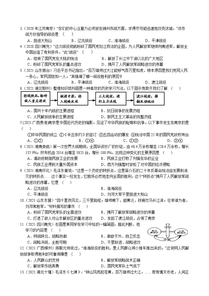 2023年中考历史二轮复习专题归纳和真题练习--人民解放战争和民主资本主义的发展第2页