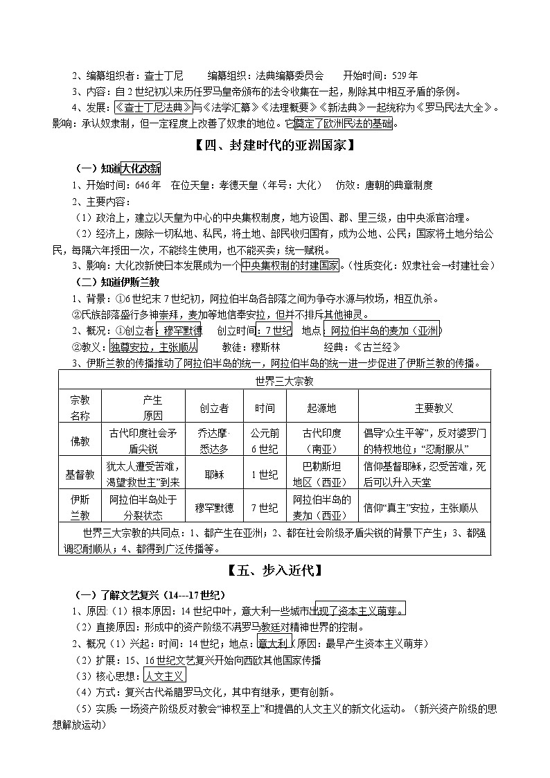 2023年中考历史复习九年级全册知识点归纳总结第3页