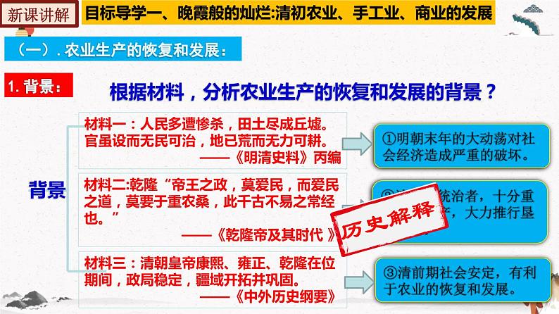 部编版七年级历史下册第19课 清朝前期社会经济的发展  课件（含视频）+教案+素材+背记要点清单+同步分层作业含解析卷06