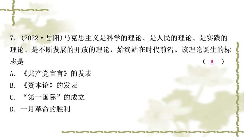 中考历史复习世界近代史第三单元工业革命和国际共产主义运动的兴起作业课件08