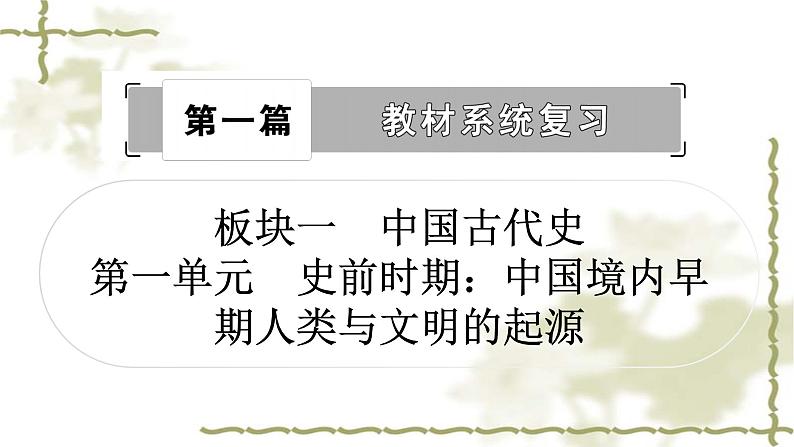 中考历史复习中国古代史第一单元史前时期：中国境内早期人类与文明的起源作业课件01