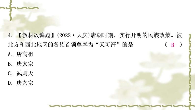 中考历史复习中国古代史第五单元隋唐时期：繁荣与开放的时代作业课件05