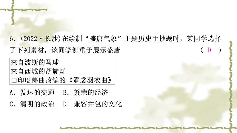 中考历史复习中国古代史第五单元隋唐时期：繁荣与开放的时代作业课件07