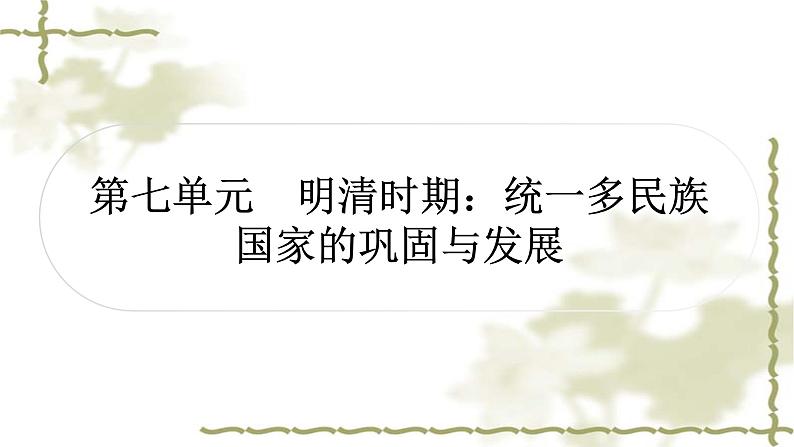 中考历史复习中国古代史第七单元明清时期：统一多民族国家的巩固与发展作业课件01