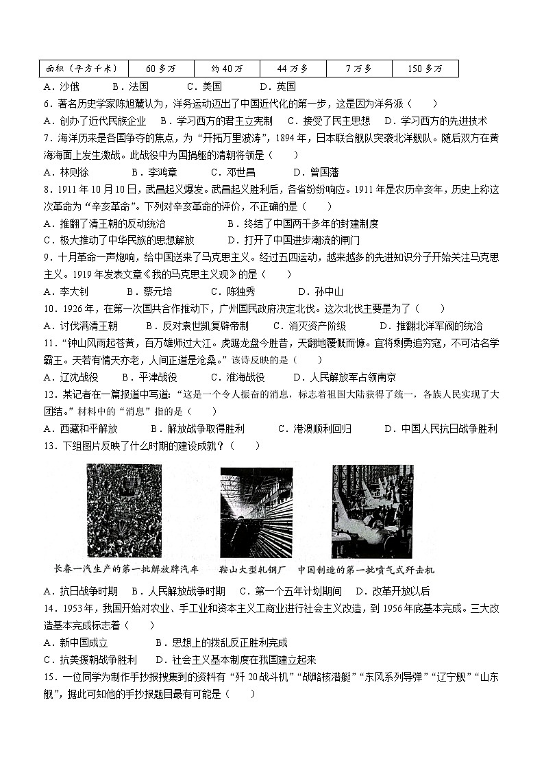 2023年云南省昭通市绥江县中考一模历史试题（含答案）02