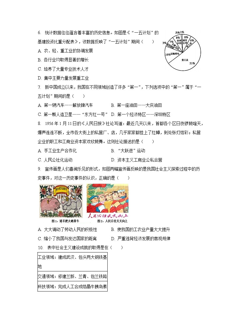 山西省太原市2022-2023学年八年级下学期期中历史试卷（含答案）第2页