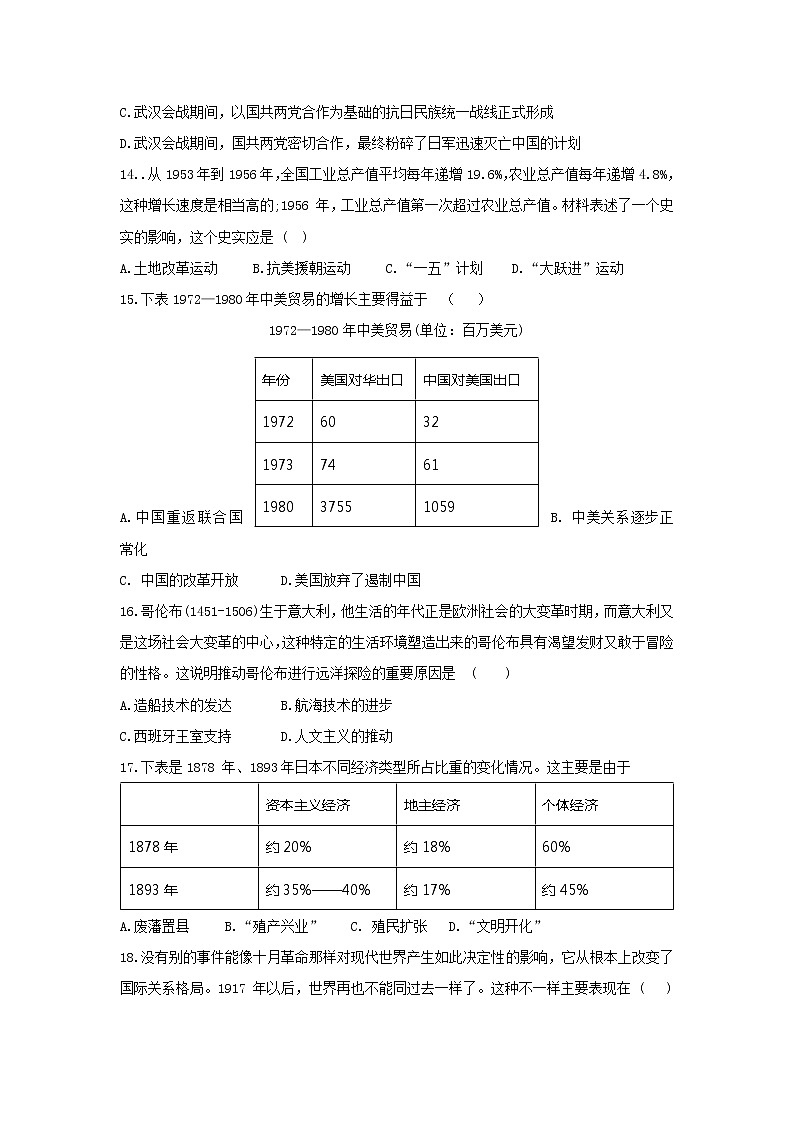 2023年中考第二次模拟考试卷：历史（河北卷）（考试版）02