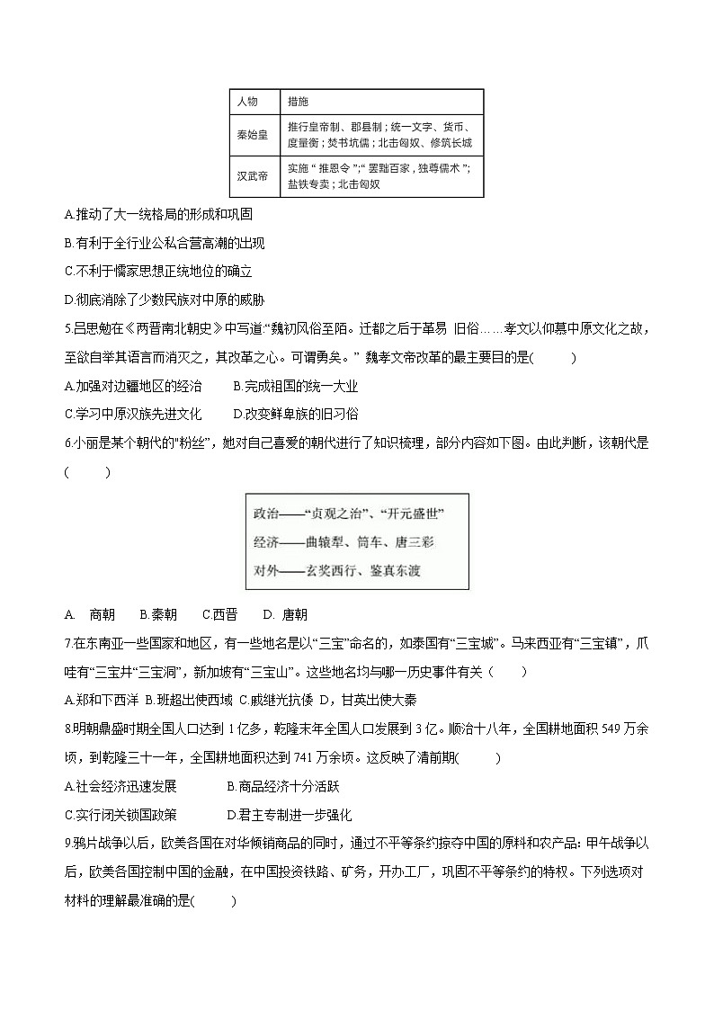 2023年中考第二次模拟考试卷：历史（广西卷）（考试版）A4第2页