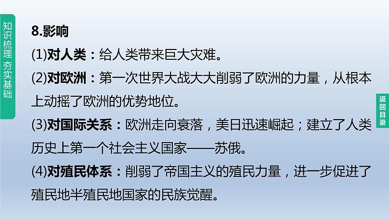 中考历史总复习一轮复习课件：主题29　第一次世界大战和战后初期的世界(含答案)第8页