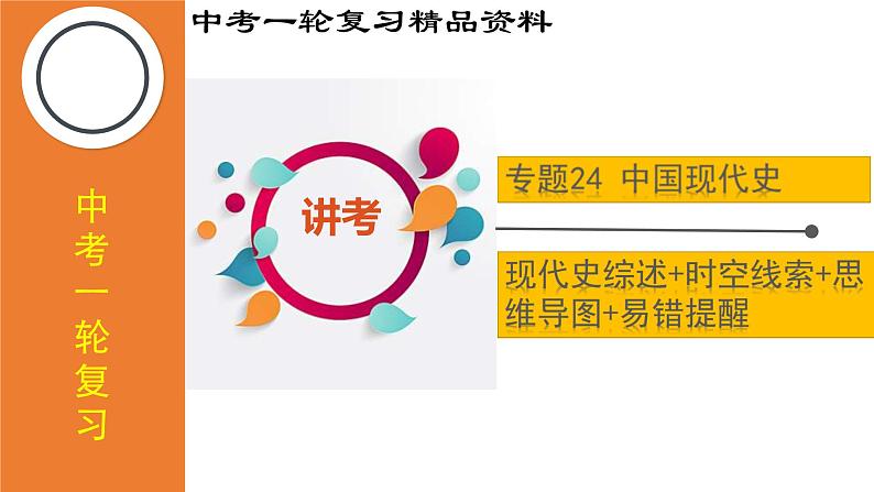 中考历史一轮复习精品课件专题24 中国现代史综合：近代史综述+时空线索+思维导图+易错提醒第1页