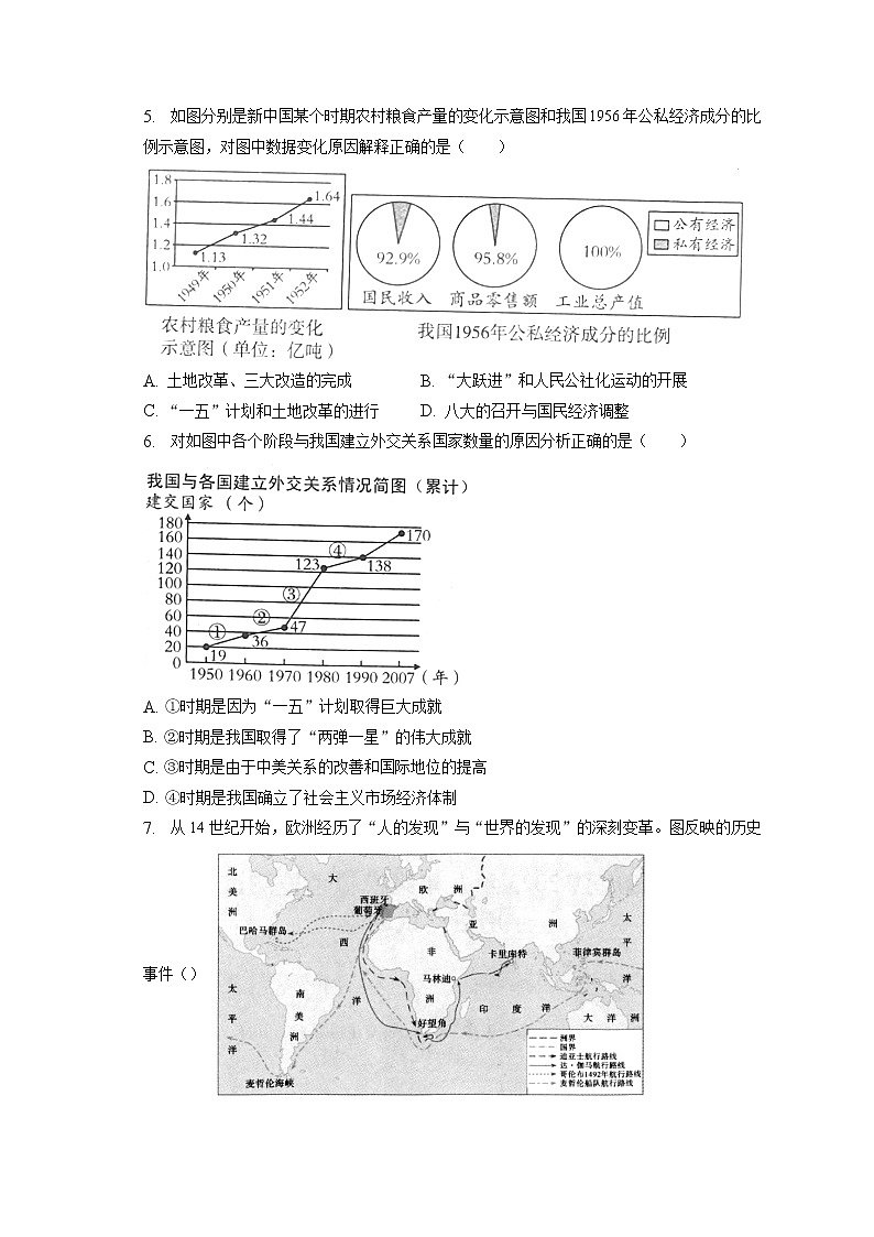 2023年河北省衡水市部分学校中考历史模拟试卷（4月份）(含答案解析)02