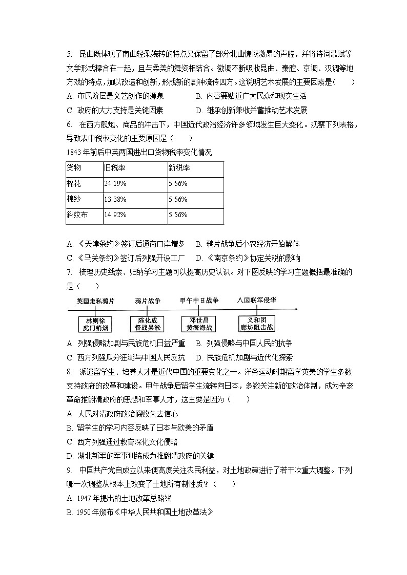 2023年山西省长治市襄垣县中考历史一模试卷(含答案解析)02