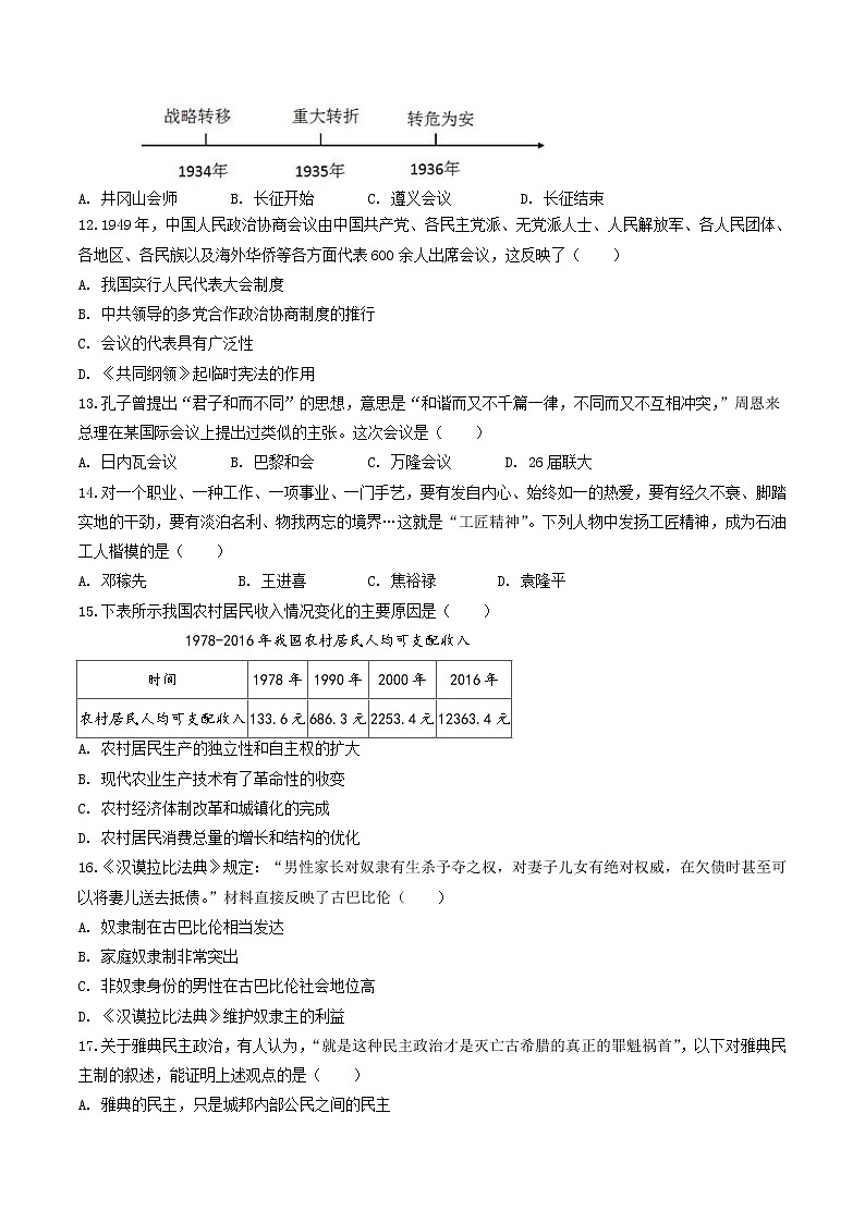 中考历史考前冲刺卷（一）（原卷版+教师版）第3页