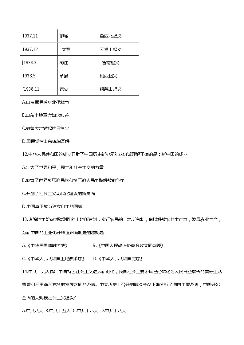 中考历史终极考前预测卷（十）（原卷版+教师版）第3页