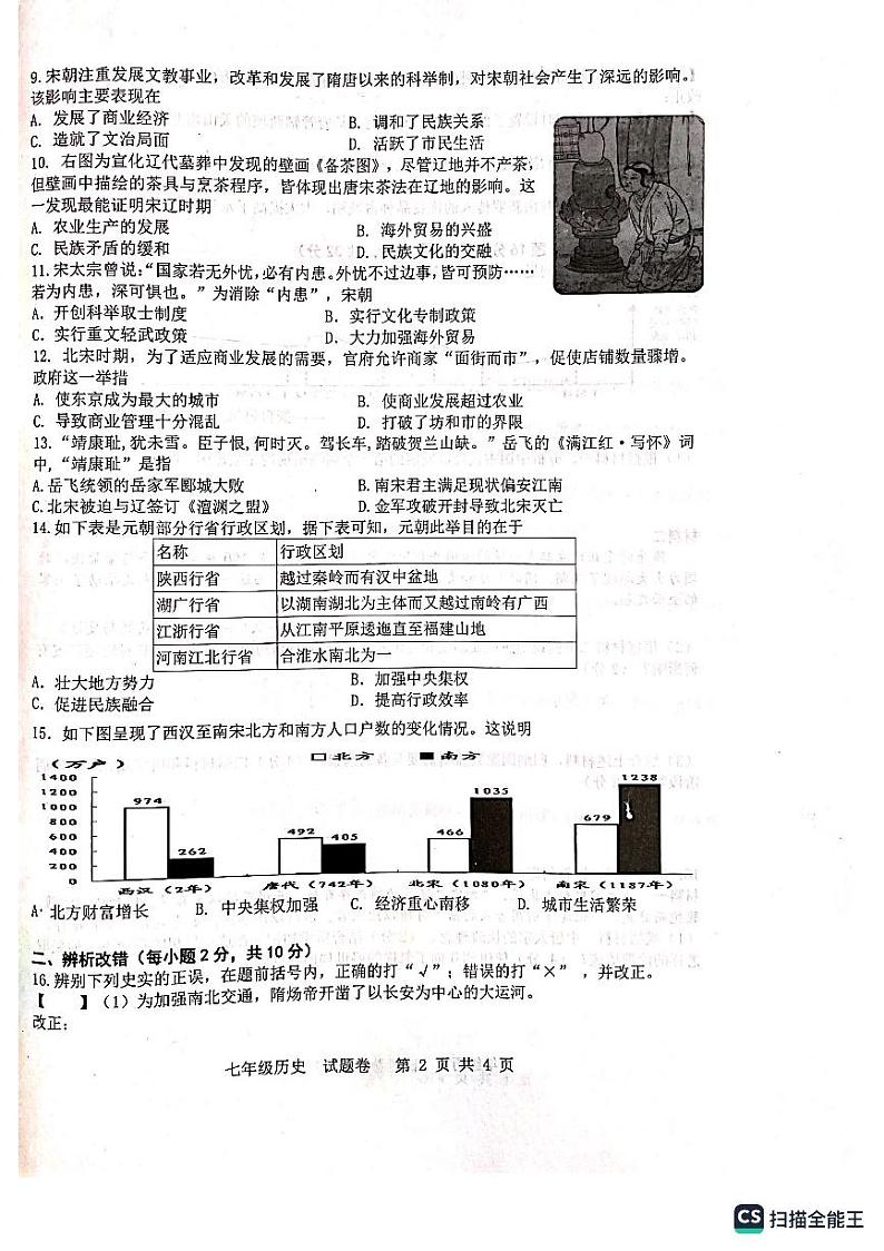 安徽省合肥市包河区2022-2023学年七年级下学期期中历史试题02