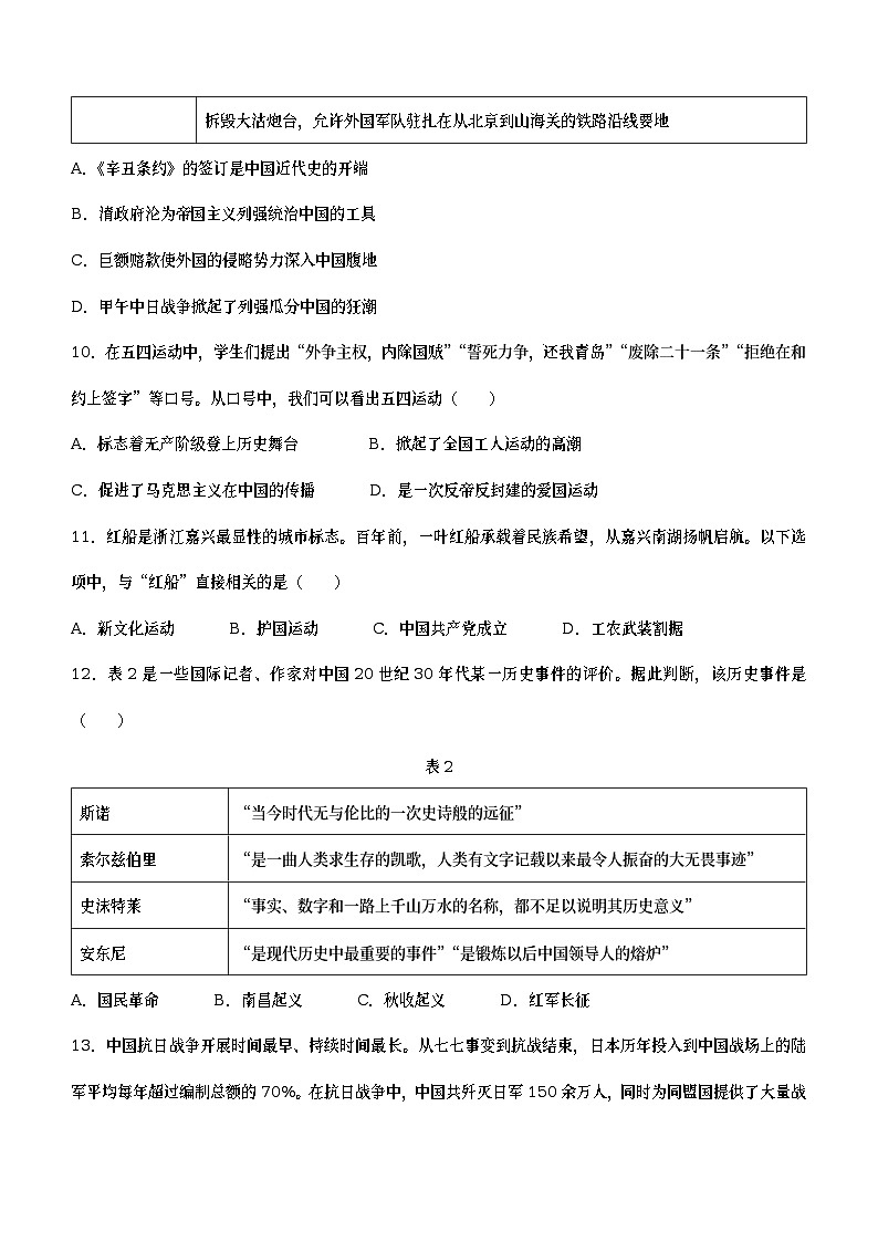 2023年云南省昆明市官渡区中考一模历史试题（含答案）03