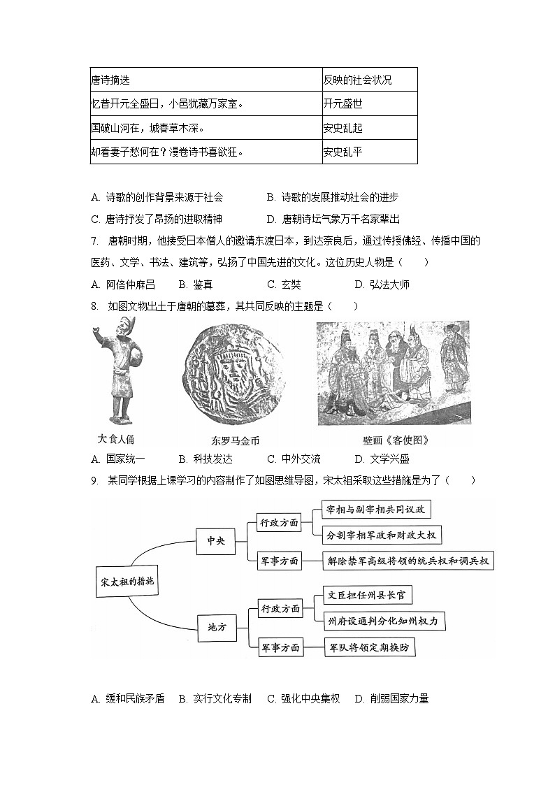 2022-2023学年北京市通州区七年级（下）期中历史试卷（含解析）第2页