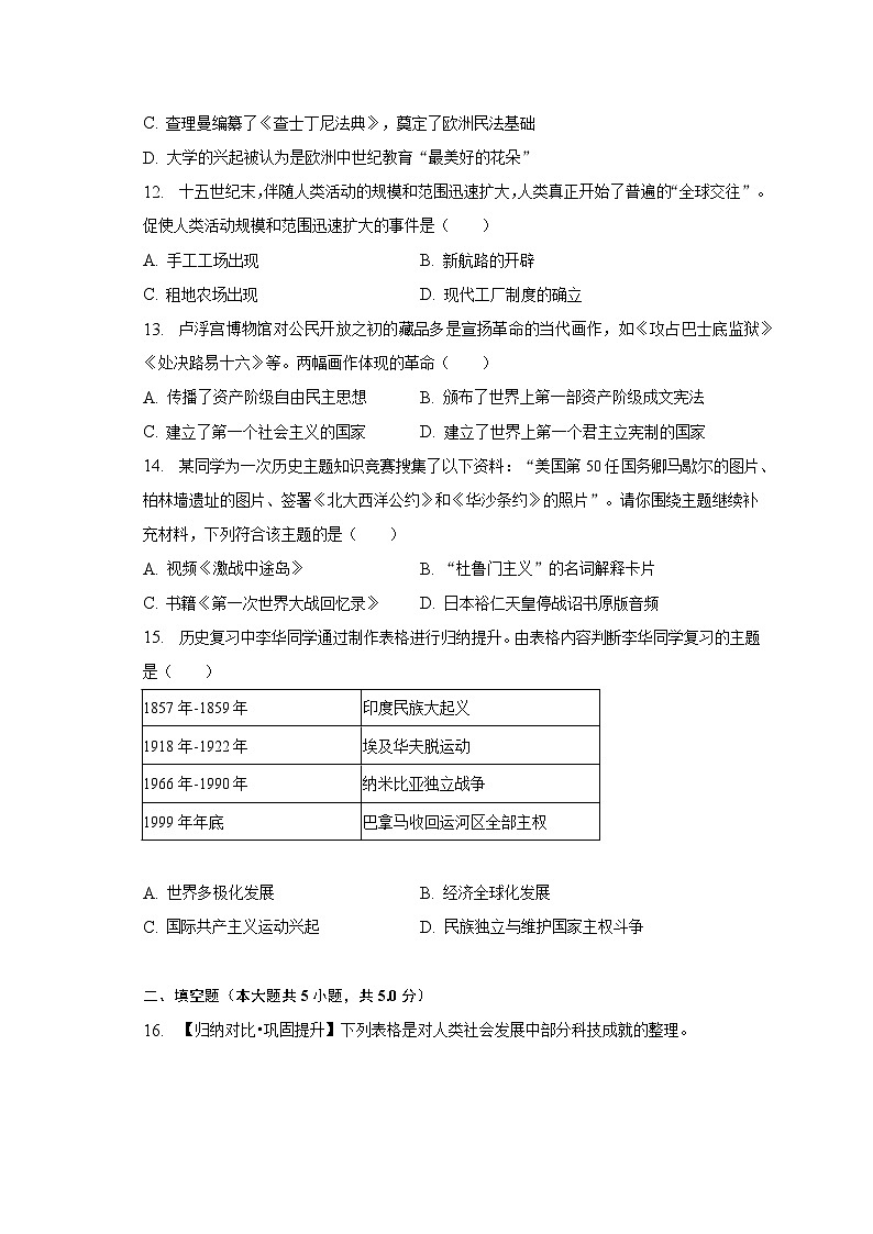 2023年贵州省遵义市新蒲新区中考历史第二次适应性试卷（含解析）03
