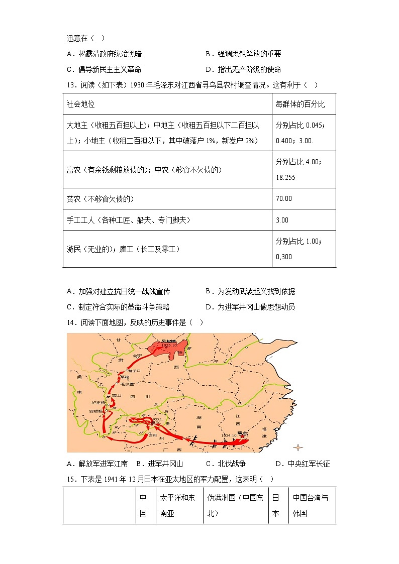 2023年广东省汕头市濠江区中考一模历史试题（含答案）03