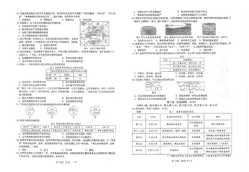 福建省泉州市实验中学2022--2023学年部编版七年级历史下学期期中历史试题第2页