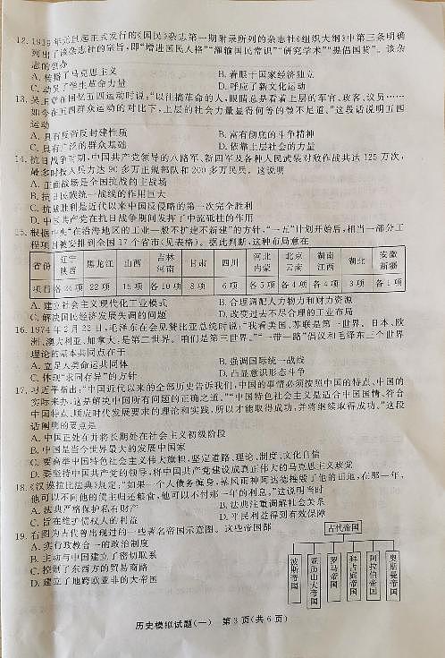 2023年山东省市聊城市东昌府区中考模拟历史试卷（一）+答案03