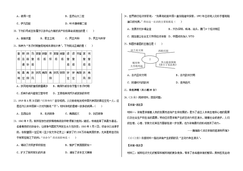 2023年吉林省长春市中考一模历史试题（含答案）03