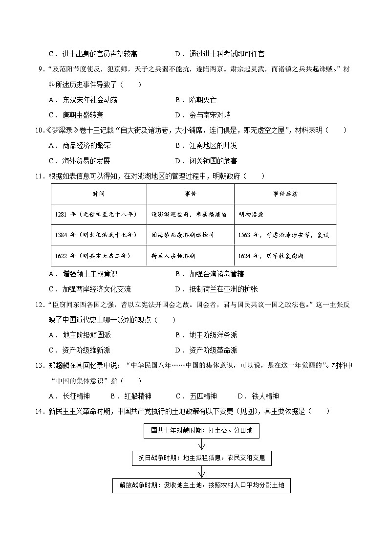 历史（福建卷）（考试版）第3页
