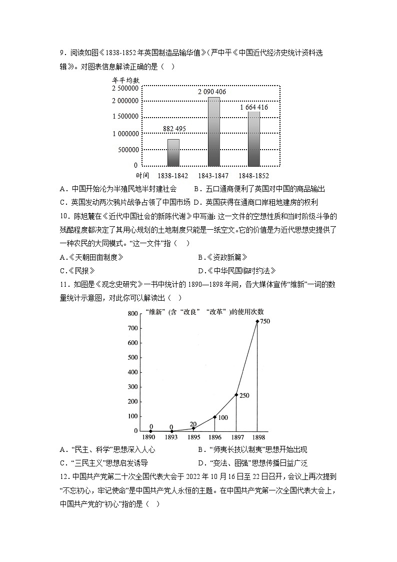 历史（全国通用）-【试题猜想】2023年中考考前最后一卷（考试版）A4第3页