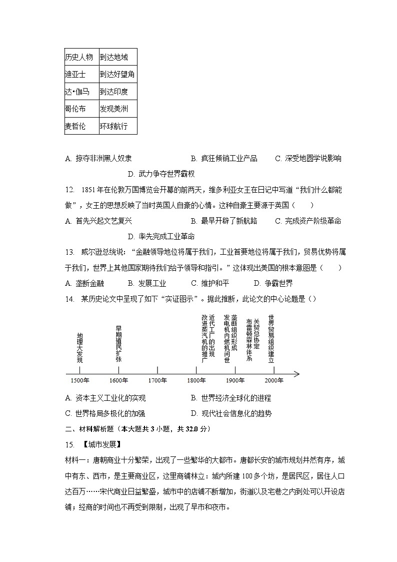 2023年湖北省黄冈市中考历史二模试卷（含解析）03