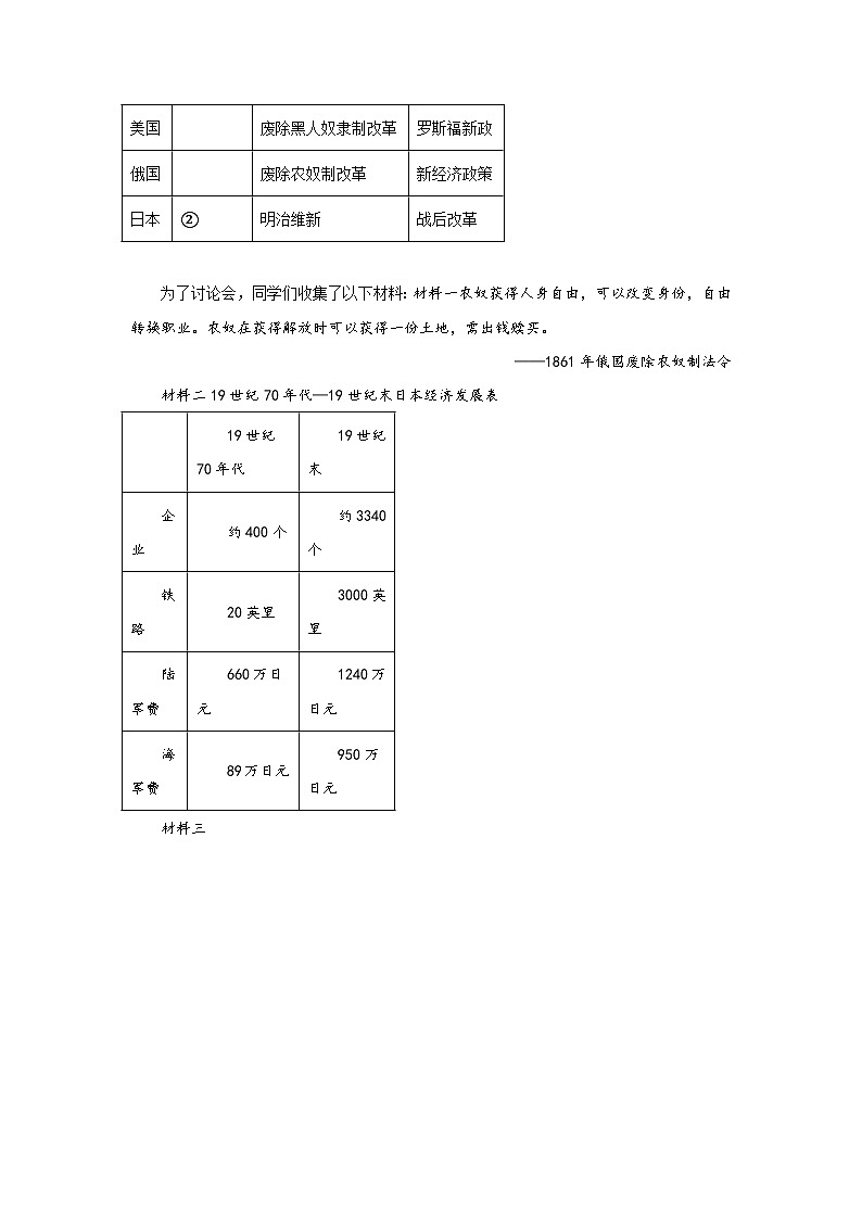 2023年上海市静安区中考二模历史试卷含详解03