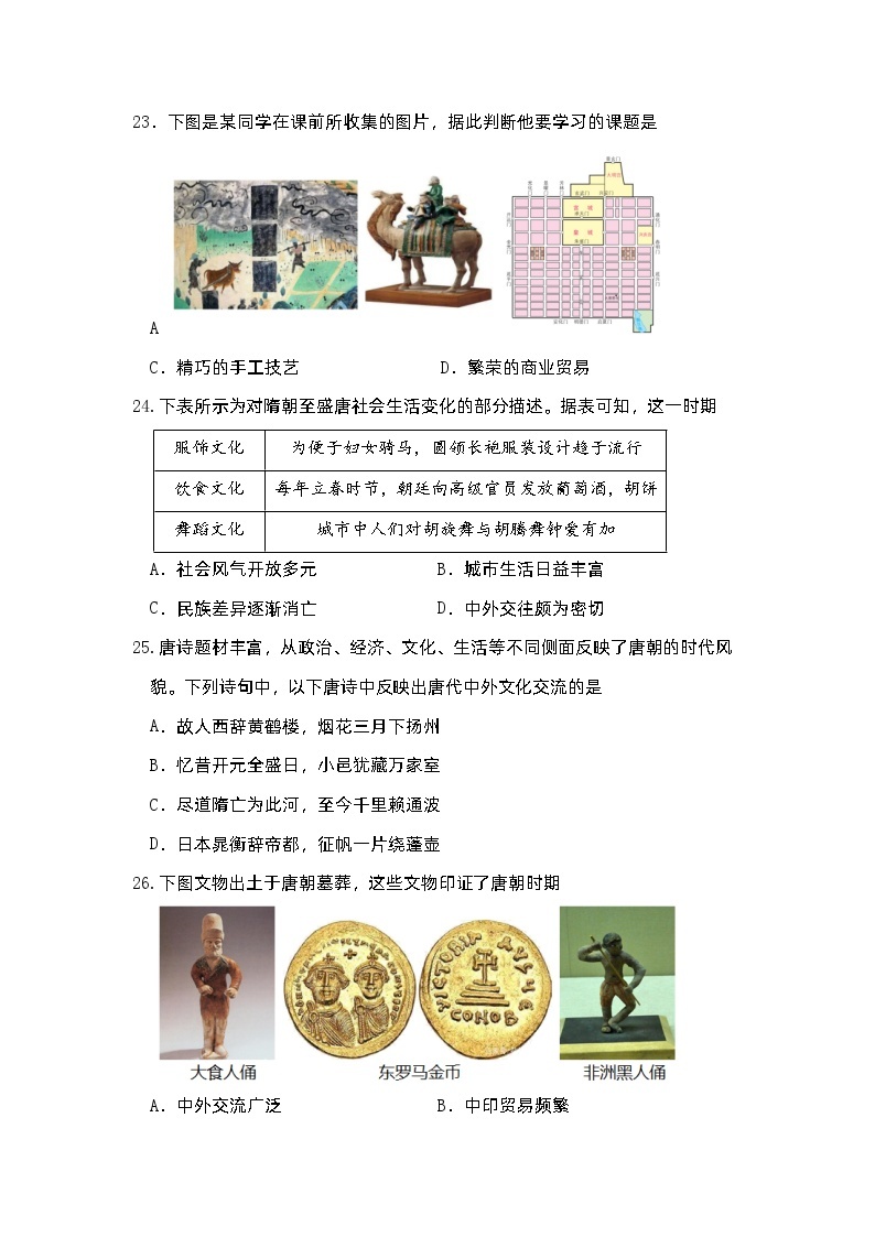 广东省深圳市海湾中学2022-2023学年七年级下学期期中考试历史试题02